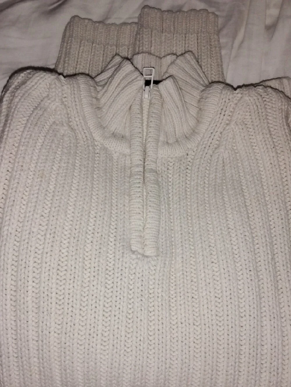 GAP Cream Ribbed Zip Sweater
